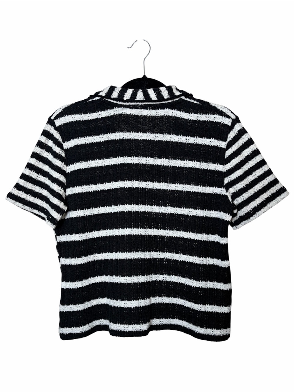 Madewell Stripe Crochet Knit Polo Size Medium - Picture 4 of 8